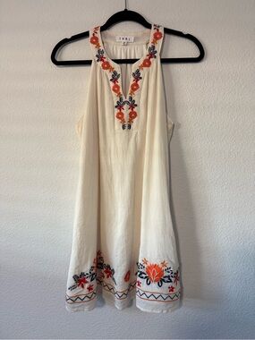 THML Cream Mini Dress with Orange & Navy Floral Embroidery  V1